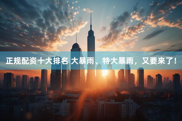正规配资十大排名 大暴雨、特大暴雨，又要来了！