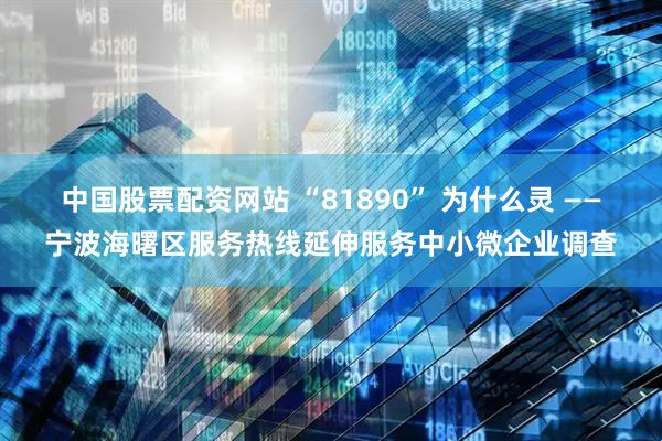 中国股票配资网站 “81890” 为什么灵 ——宁波海曙区服务热线延伸服务中小微企业调查